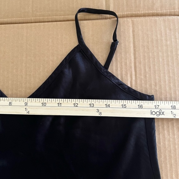 ENZA COSTA SZ MED BLACK RAYON SATIN CAMI ADJUSTABLE STRAPS FEMININE DRESSY - Picture 6 of 8